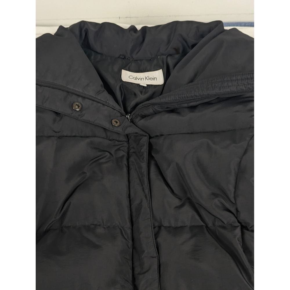 Calvin Klein Black Down Puffer Coat Oversized Pillow Collar CW710091 Womens L - Picture 11 of 16